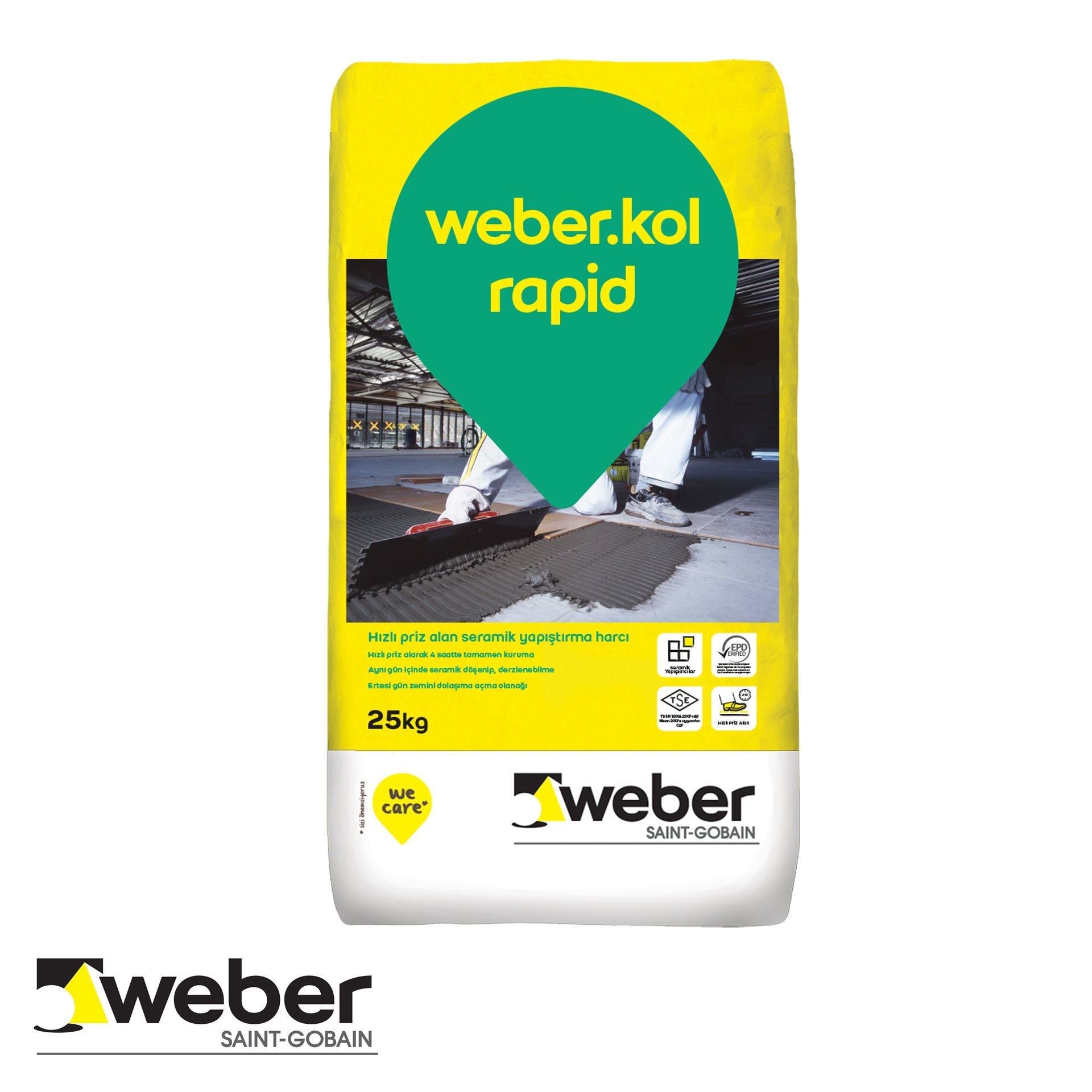 Weber Kol Быстротвердеющий керамический клей 25 кг